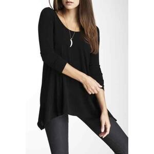 Go Couture Womens Solid Sharkbite Tunic Sweater Scoop Neck Black S Small